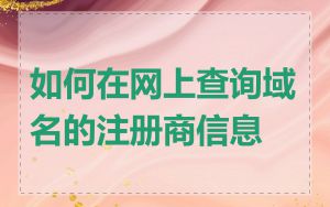 如何在网上查询域名的注册商信息