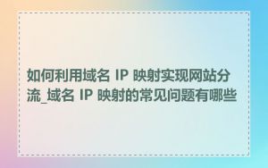 如何利用域名 IP 映射实现网站分流_域名 IP 映射的常见问题有哪些