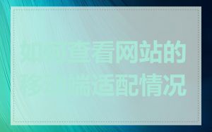 如何查看网站的移动端适配情况