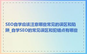 SEO自学应该注意哪些常见的误区和陷阱_自学SEO的常见误区和犯错点有哪些