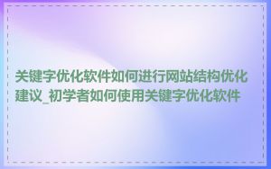 关键字优化软件如何进行网站结构优化建议_初学者如何使用关键字优化软件