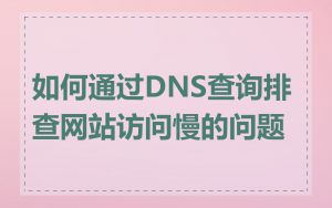 如何通过DNS查询排查网站访问慢的问题