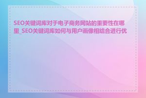 SEO关键词库对于电子商务网站的重要性在哪里_SEO关键词库如何与用户画像相结合进行优化