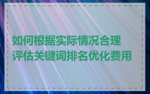 如何根据实际情况合理评估关键词排名优化费用