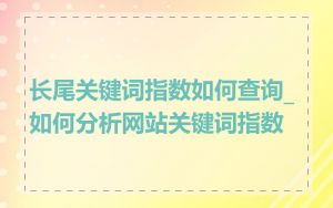 长尾关键词指数如何查询_如何分析网站关键词指数