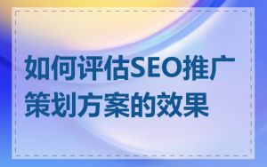 如何评估SEO推广策划方案的效果