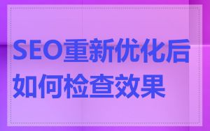 SEO重新优化后如何检查效果