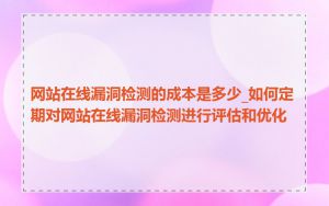 网站在线漏洞检测的成本是多少_如何定期对网站在线漏洞检测进行评估和优化