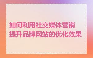 如何利用社交媒体营销提升品牌网站的优化效果