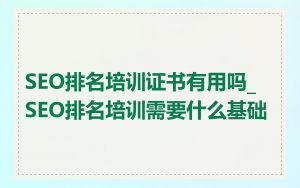 SEO排名培训证书有用吗_SEO排名培训需要什么基础