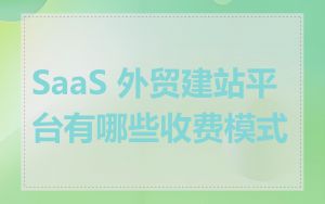 SaaS 外贸建站平台有哪些收费模式