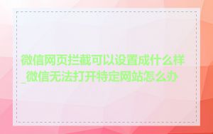 微信网页拦截可以设置成什么样_微信无法打开特定网站怎么办