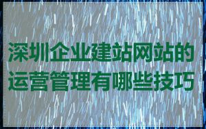 深圳企业建站网站的运营管理有哪些技巧