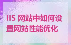 IIS 网站中如何设置网站性能优化