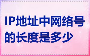 IP地址中网络号的长度是多少