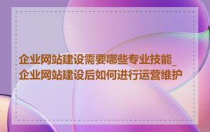 企业网站建设需要哪些专业技能_企业网站建设后如何进行运营维护