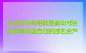 企业如何利用批量查询域名状态来管理自己的域名资产