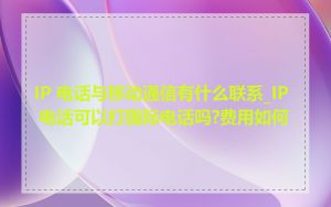 IP 电话与移动通信有什么联系_IP 电话可以打国际电话吗?费用如何