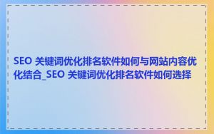 SEO 关键词优化排名软件如何与网站内容优化结合_SEO 关键词优化排名软件如何选择