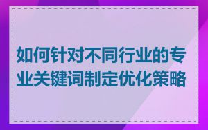 如何针对不同行业的专业关键词制定优化策略