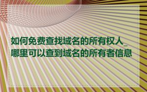 如何免费查找域名的所有权人_哪里可以查到域名的所有者信息