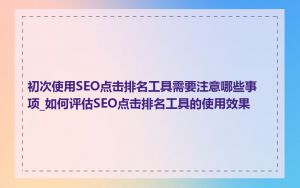 初次使用SEO点击排名工具需要注意哪些事项_如何评估SEO点击排名工具的使用效果