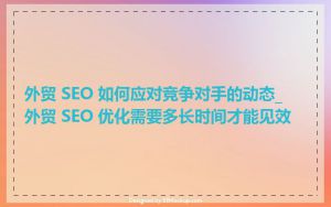 外贸 SEO 如何应对竞争对手的动态_外贸 SEO 优化需要多长时间才能见效