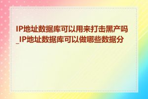 IP地址数据库可以用来打击黑产吗_IP地址数据库可以做哪些数据分析