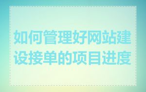 如何管理好网站建设接单的项目进度