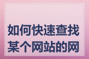 如何快速查找某个网站的网址