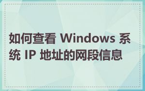 如何查看 Windows 系统 IP 地址的网段信息