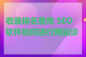 收录排名查询 SEO 软件如何进行网站诊断