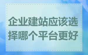 企业建站应该选择哪个平台更好