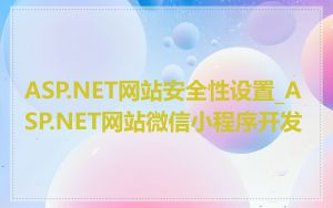 ASP.NET网站安全性设置_ASP.NET网站微信小程序开发