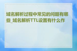 域名解析过程中常见的问题有哪些_域名解析TTL设置有什么作用