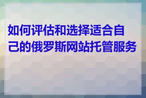 如何评估和选择适合自己的俄罗斯网站托管服务商