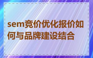 sem竞价优化报价如何与品牌建设结合