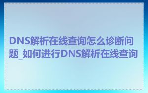 DNS解析在线查询怎么诊断问题_如何进行DNS解析在线查询