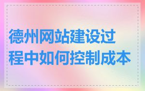 德州网站建设过程中如何控制成本