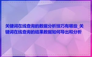 关键词在线查询的数据分析技巧有哪些_关键词在线查询的结果数据如何导出和分析