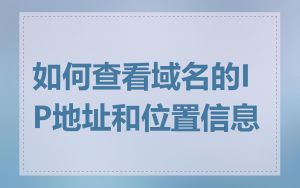 如何查看域名的IP地址和位置信息