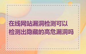 在线网站漏洞检测可以检测出隐藏的高危漏洞吗