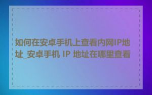 如何在安卓手机上查看内网IP地址_安卓手机 IP 地址在哪里查看