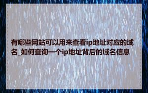 有哪些网站可以用来查看ip地址对应的域名_如何查询一个ip地址背后的域名信息