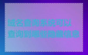 域名查询系统可以查询到哪些隐藏信息