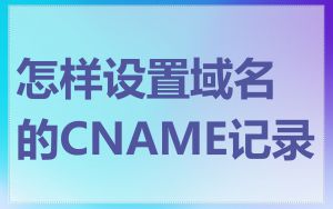 怎样设置域名的CNAME记录