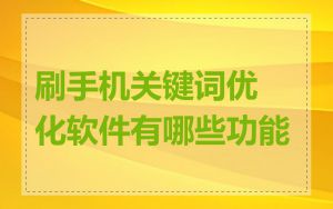 刷手机关键词优化软件有哪些功能