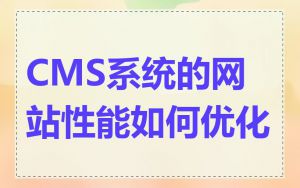 CMS系统的网站性能如何优化