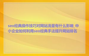 seo经典操作技巧对网站流量有什么影响_中小企业如何利用seo经典手法提升网站排名