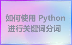 如何使用 Python 进行关键词分词